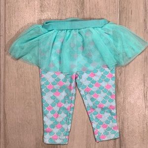 Girls 6m mermaid tutu tulle leggings teal silver